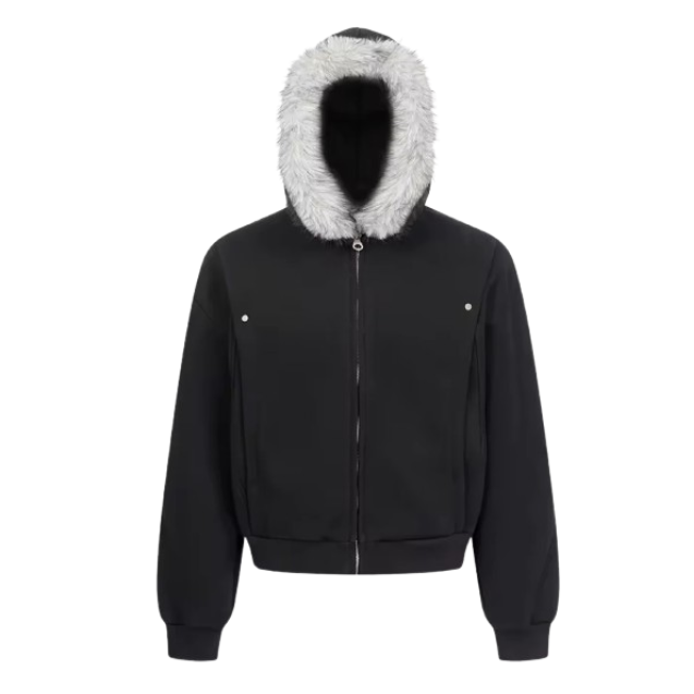 Black Fur Hoodie
