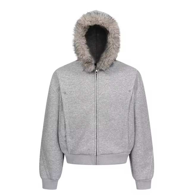 Grey Fur Hoodie