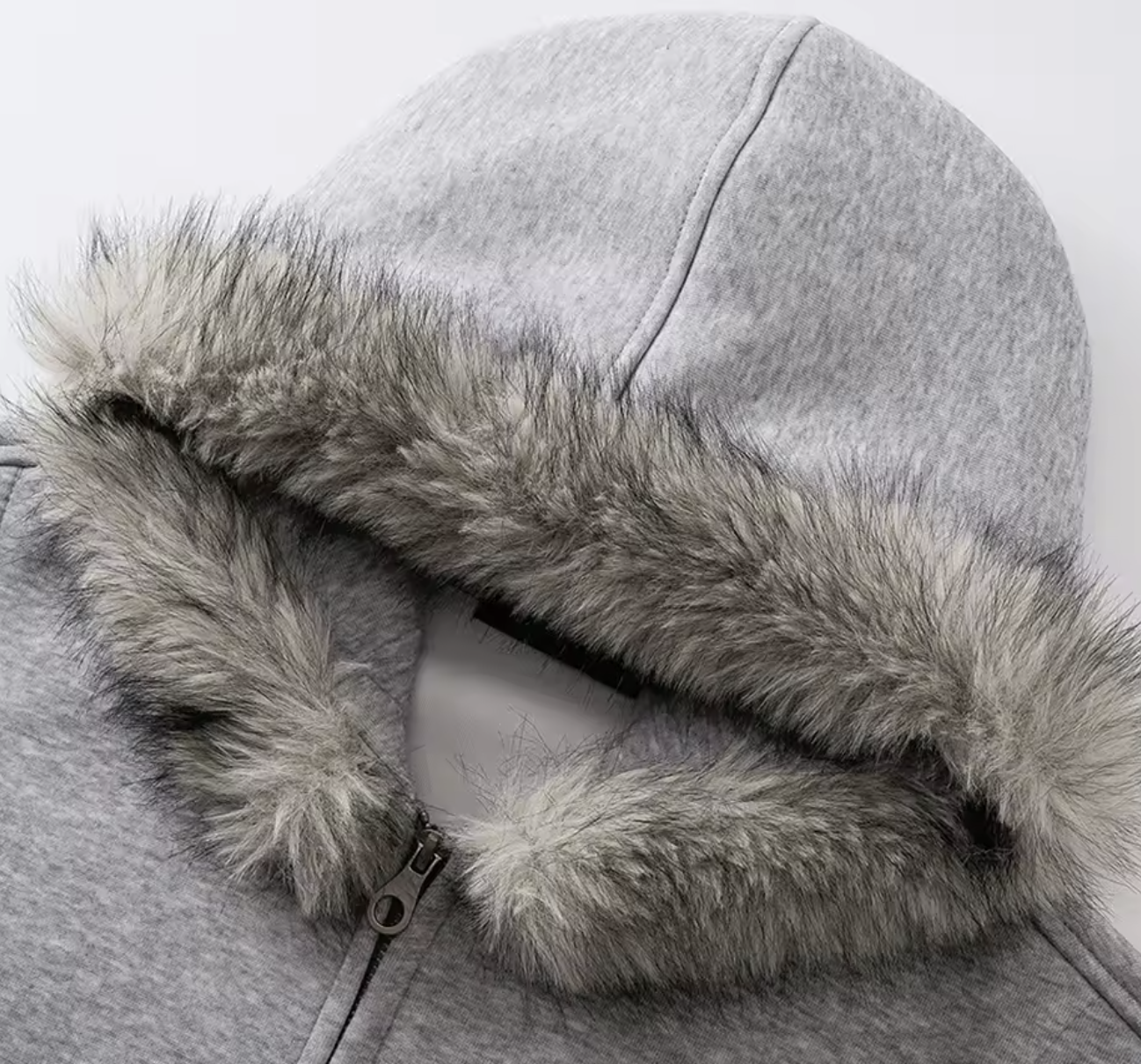 Grey Fur Hoodie